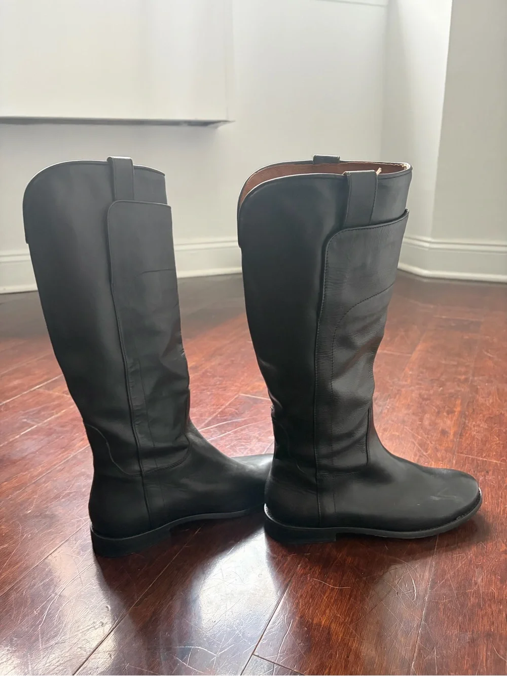 Frye Black Leather Knee-High Riding Boots